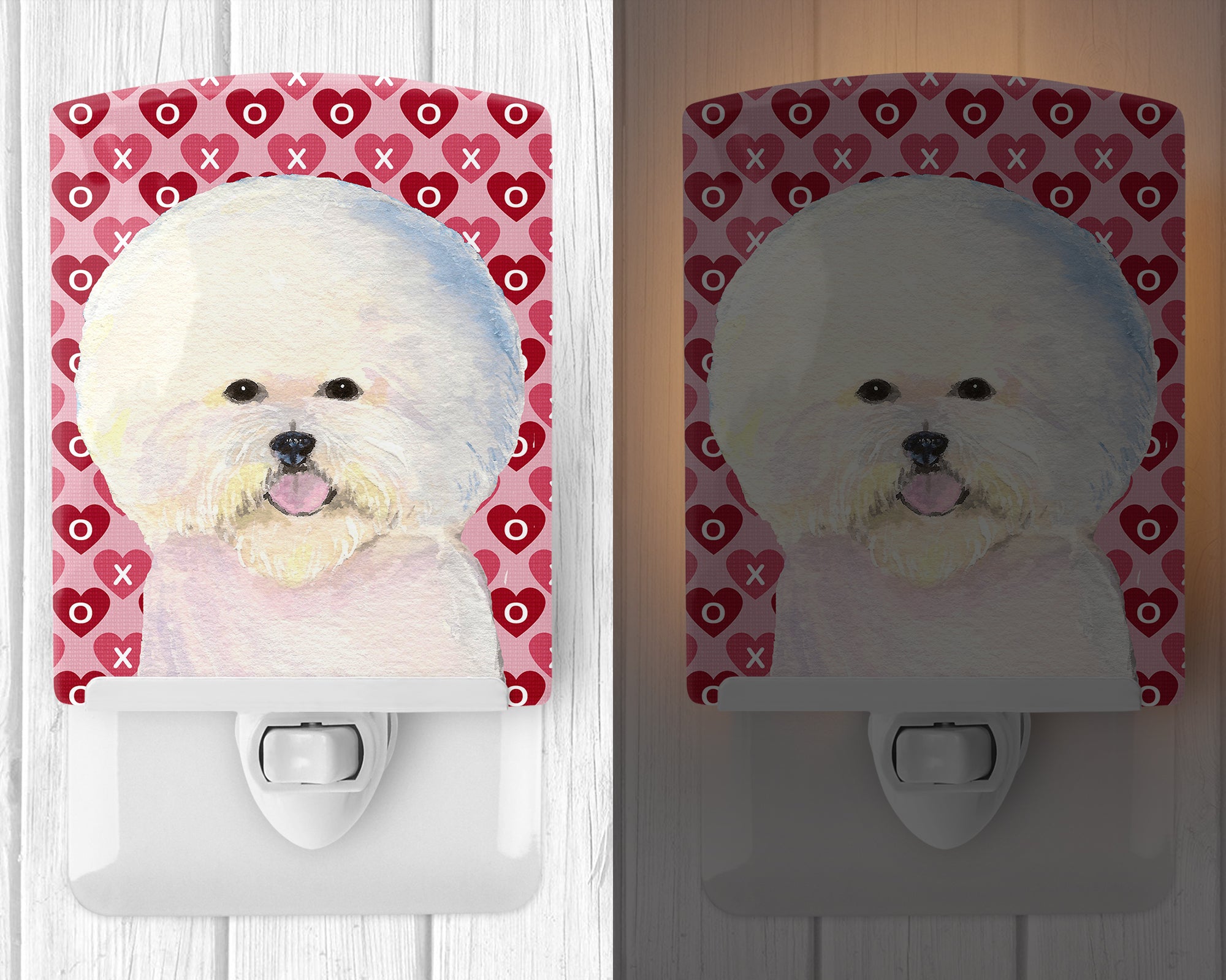 Bichon Frise Hearts Love and Valentine's Day Portrait Ceramic Night Light SS4526CNL - the-store.com