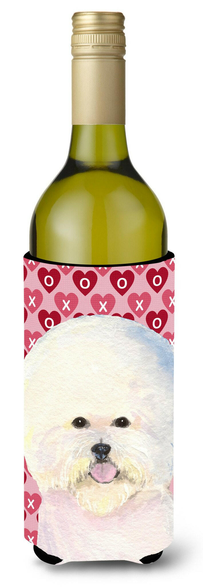 Bichon Frise Hearts Love and Valentine's Day  Wine Bottle Beverage Insulator Beverage Insulator Hugger by Caroline's Treasures