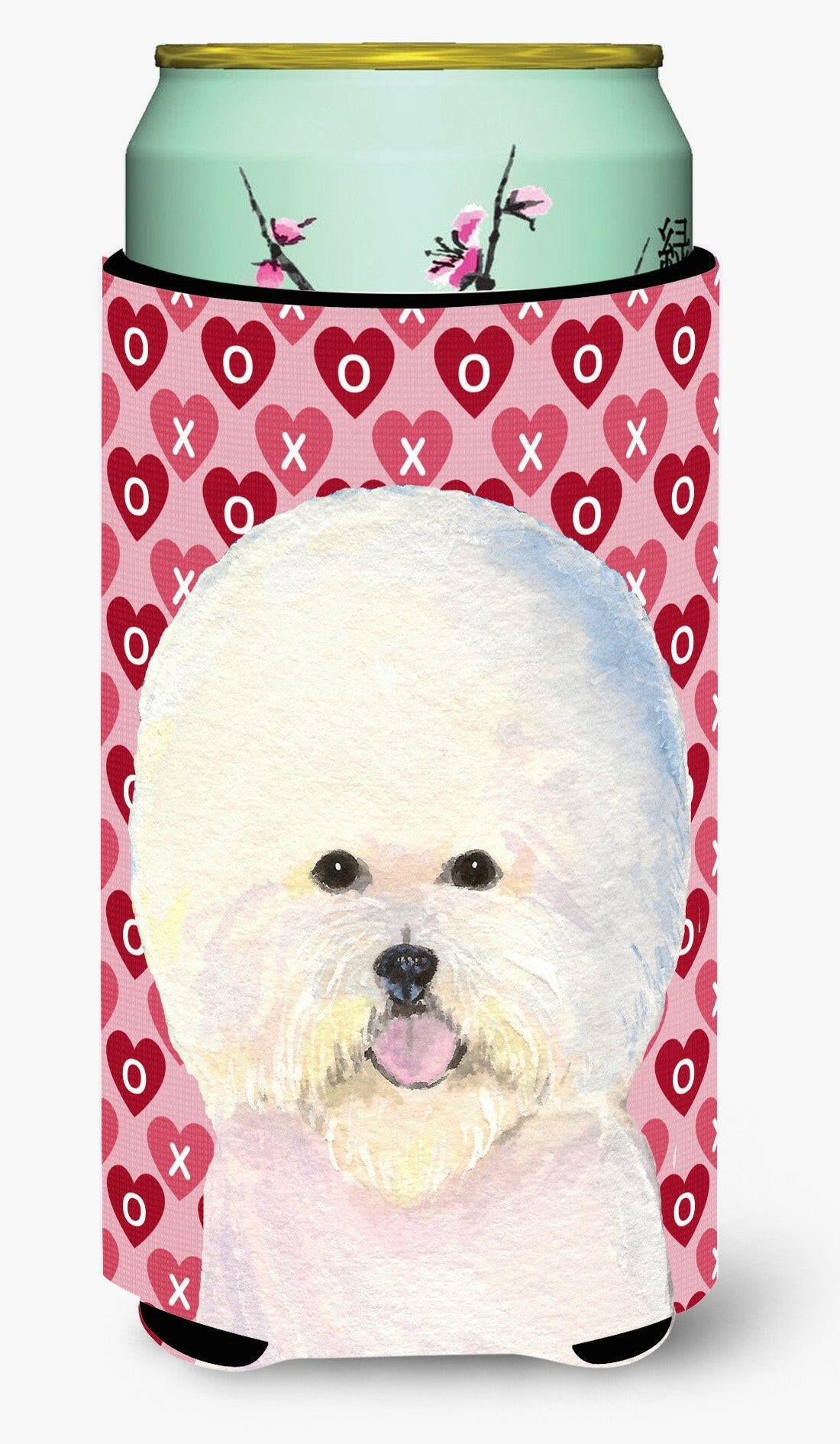 Bichon Frise Hearts Love and Valentine's Day Portrait  Tall Boy Beverage Insulator Beverage Insulator Hugger by Caroline's Treasures