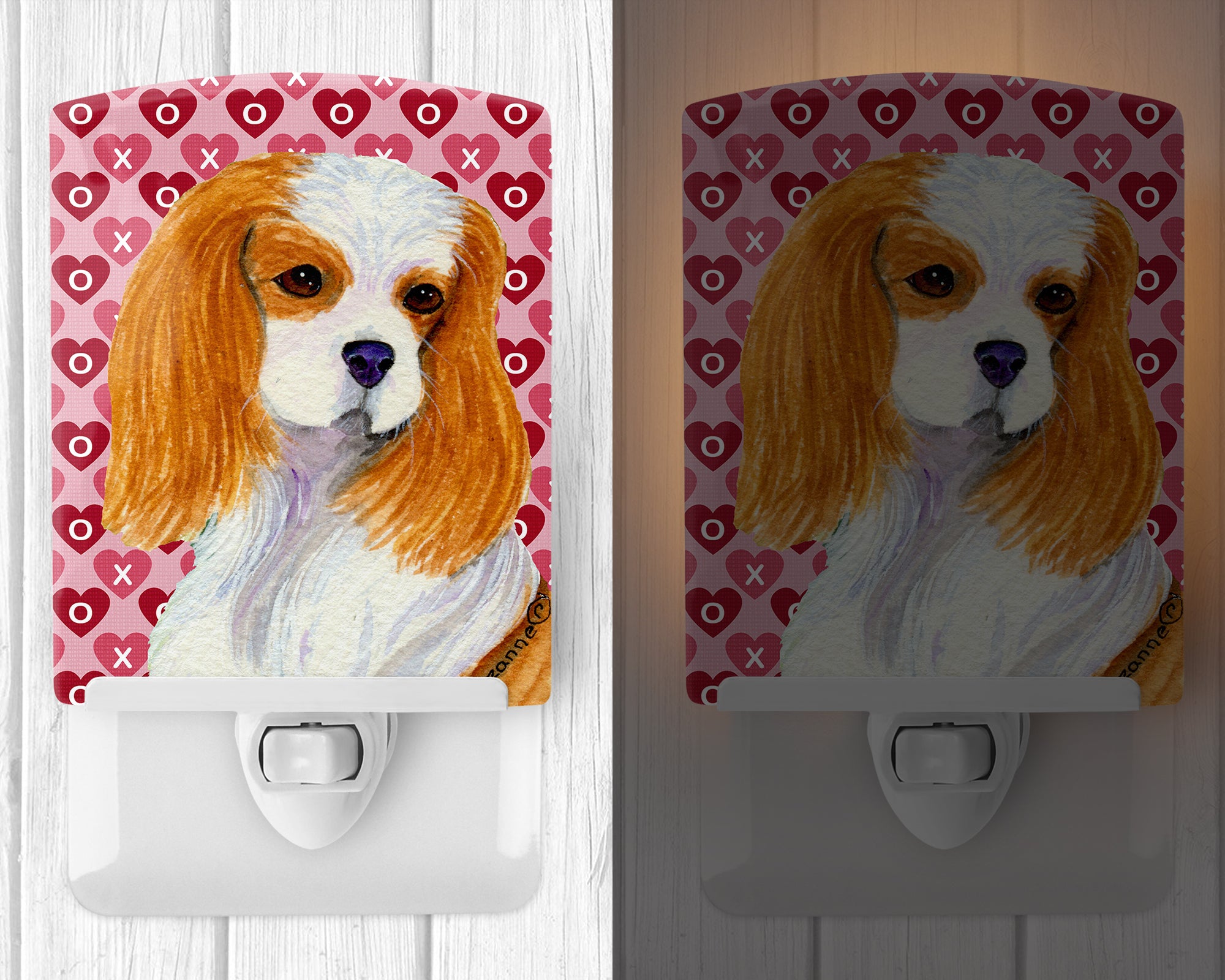 Cavalier Spaniel Hearts Love and Valentine's Day Portrait Ceramic Night Light SS4527CNL - the-store.com