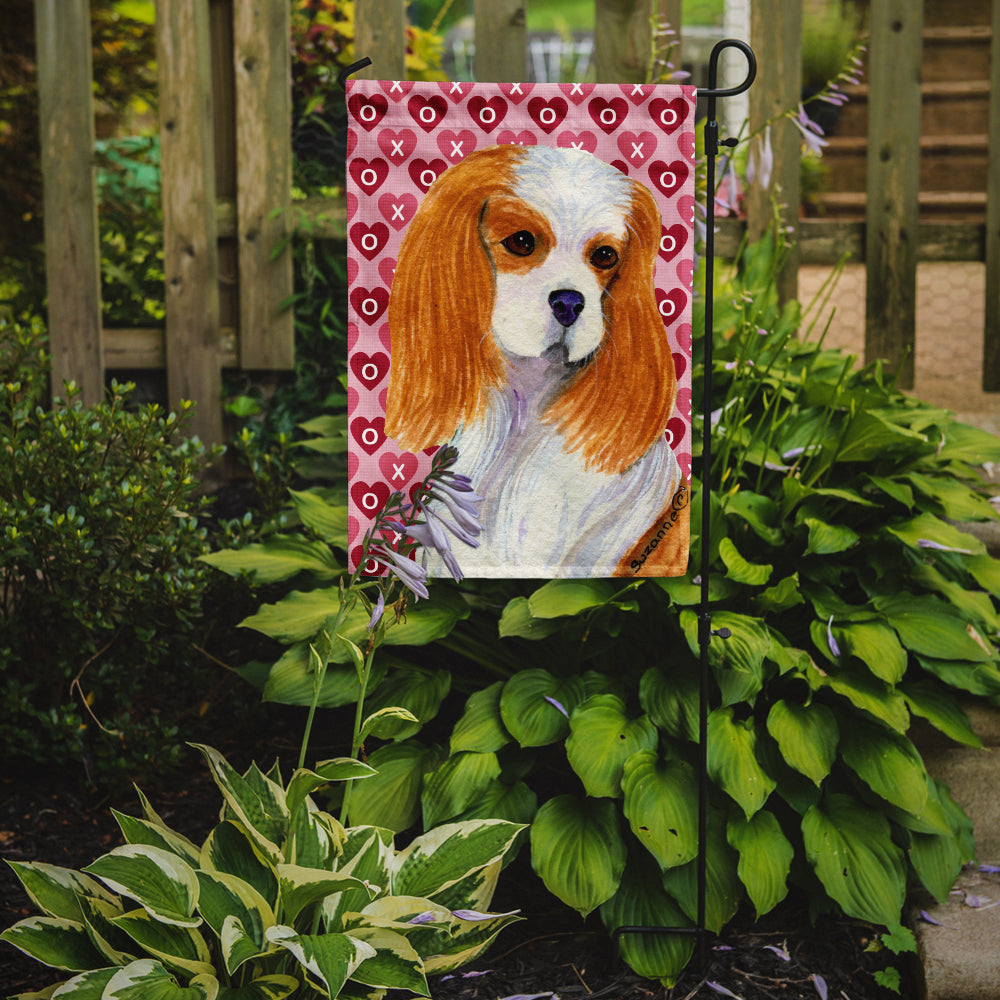 Cavalier Spaniel Hearts Love and Valentine's Day Portrait Flag Garden Size.