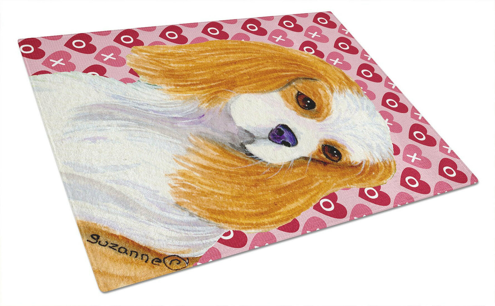 Cavalier Spaniel Hearts Love and Valentine's Day Glass Cutting Board Large by Caroline's Treasures