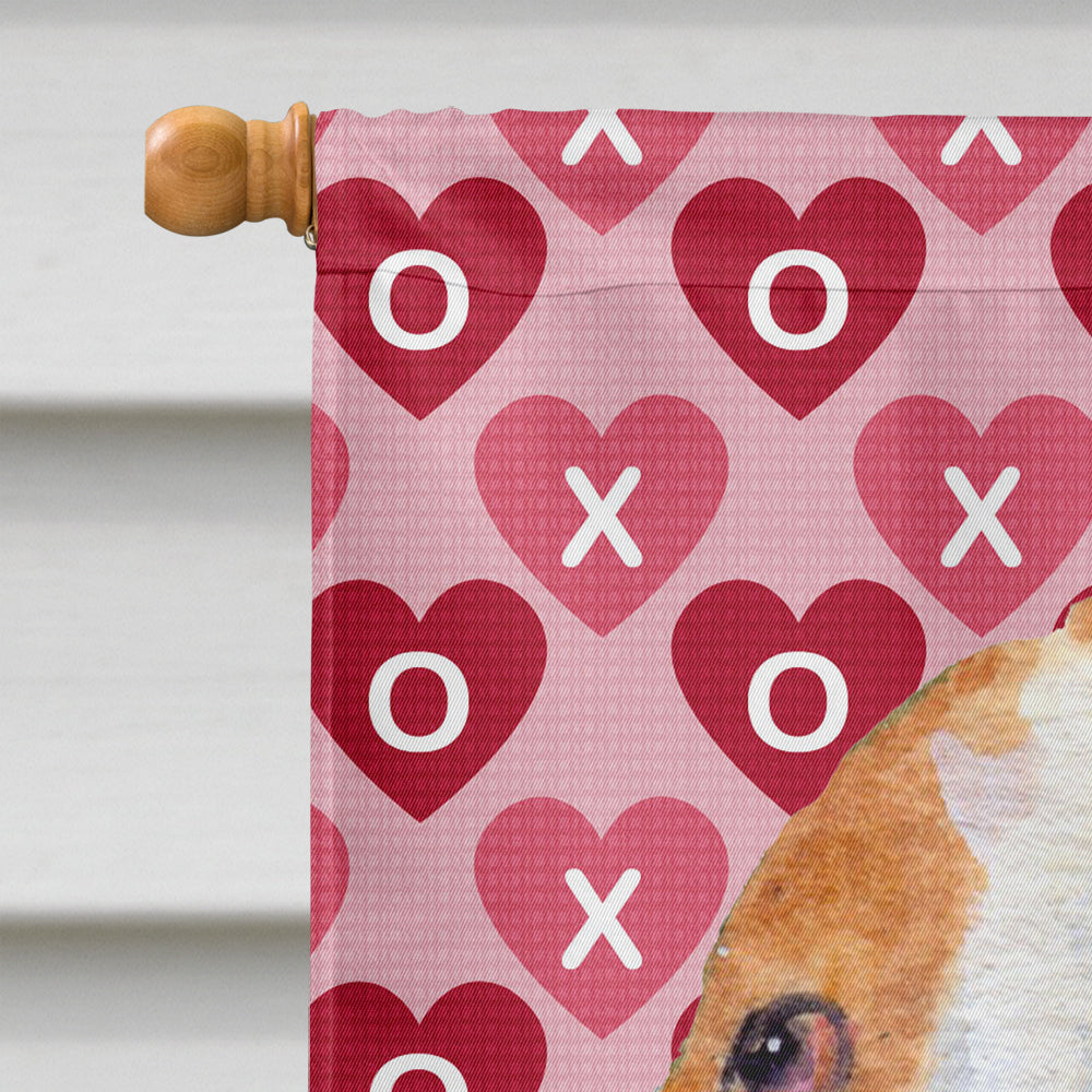 Basset Hound Hearts Love and Valentine's Day Portrait Flag Canvas House Size  the-store.com.