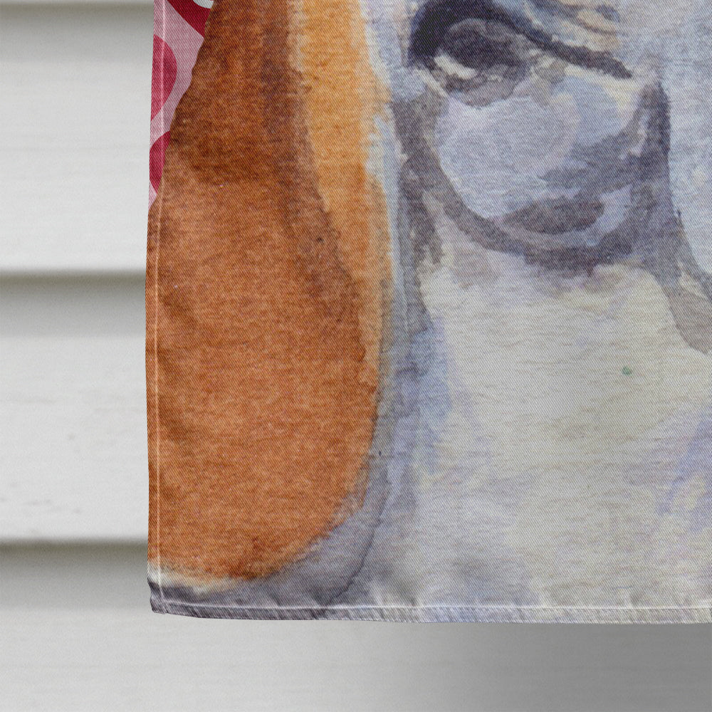 Basset Hound Hearts Love and Valentine's Day Portrait Flag Canvas House Size  the-store.com.