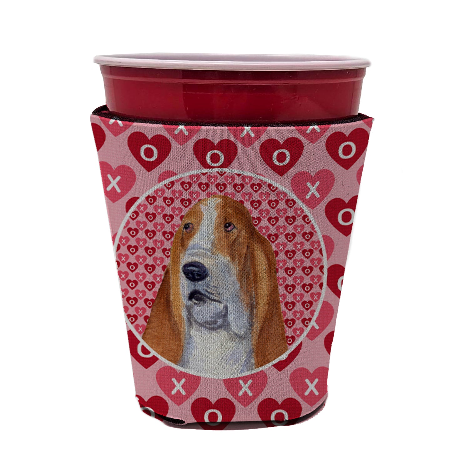 Basset Hound  Red Cup Beverage Insulator Hugger  the-store.com.