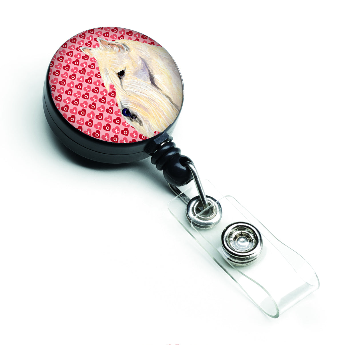 Scottish Terrier Love Retractable Badge Reel or ID Holder with Clip.