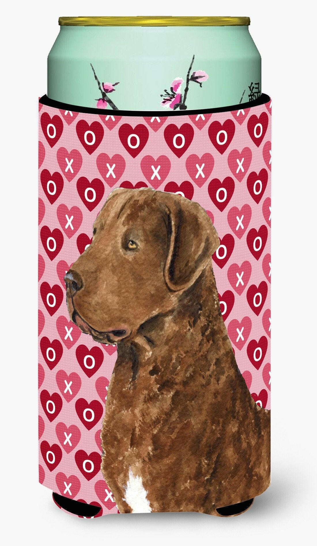 Chesapeake Bay Retriever Hearts Love Valentine&#39;s Day  Tall Boy Beverage Insulator Beverage Insulator Hugger by Caroline&#39;s Treasures