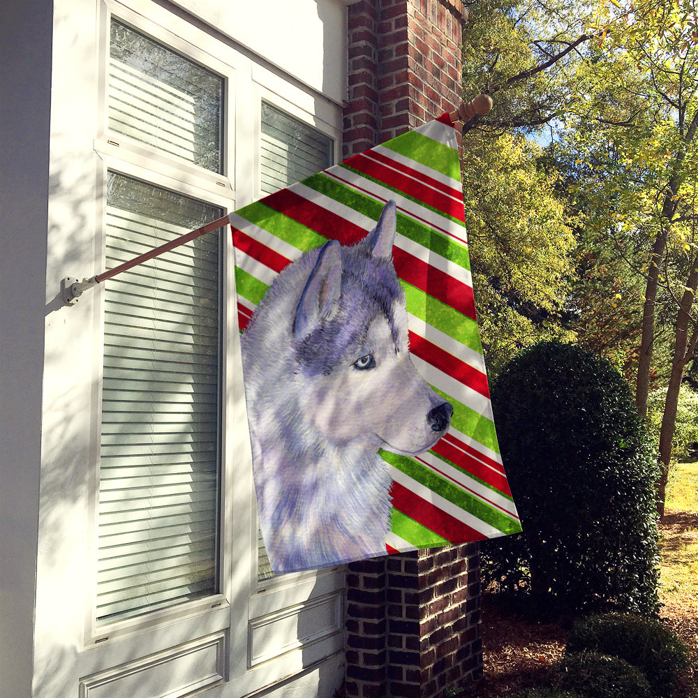 Siberian Husky Candy Cane Holiday Christmas Flag Canvas House Size  the-store.com.