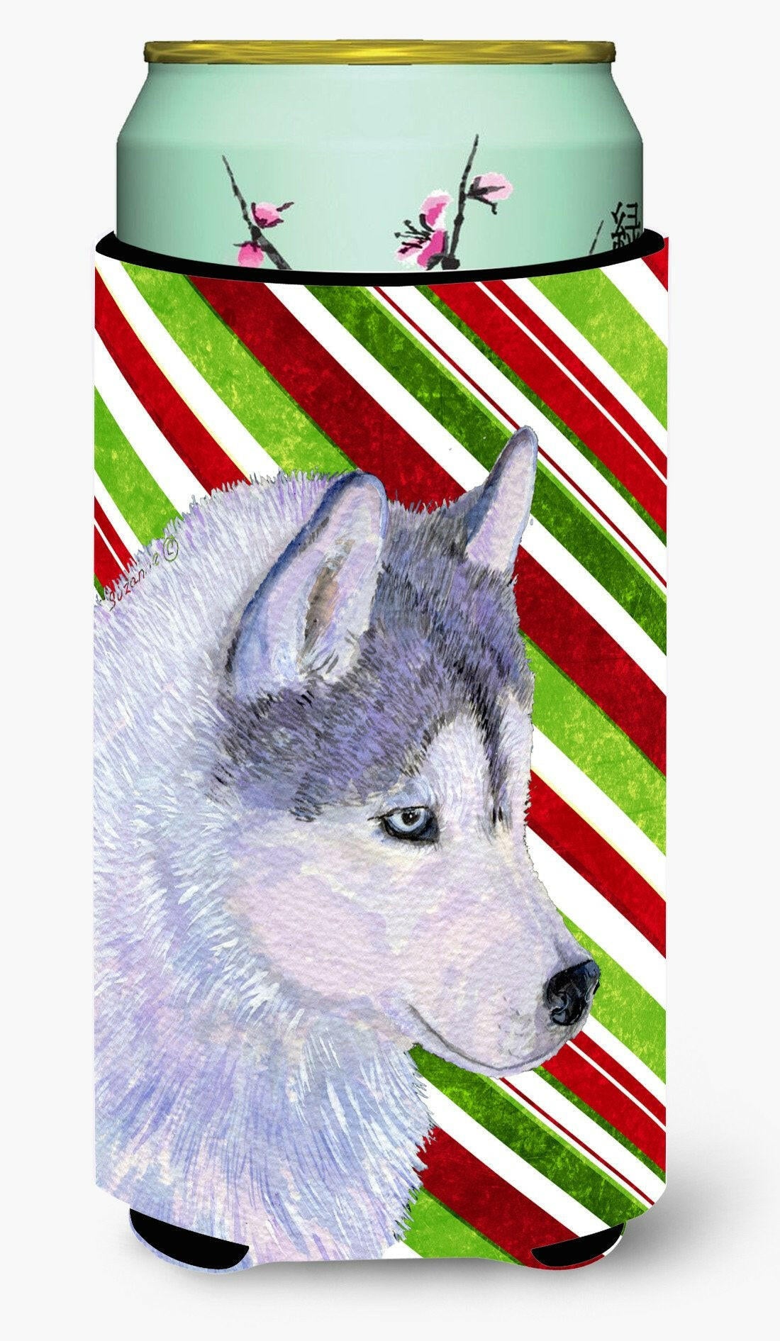 Siberian Husky Candy Cane Holiday Christmas  Tall Boy Beverage Insulator Beverage Insulator Hugger by Caroline's Treasures