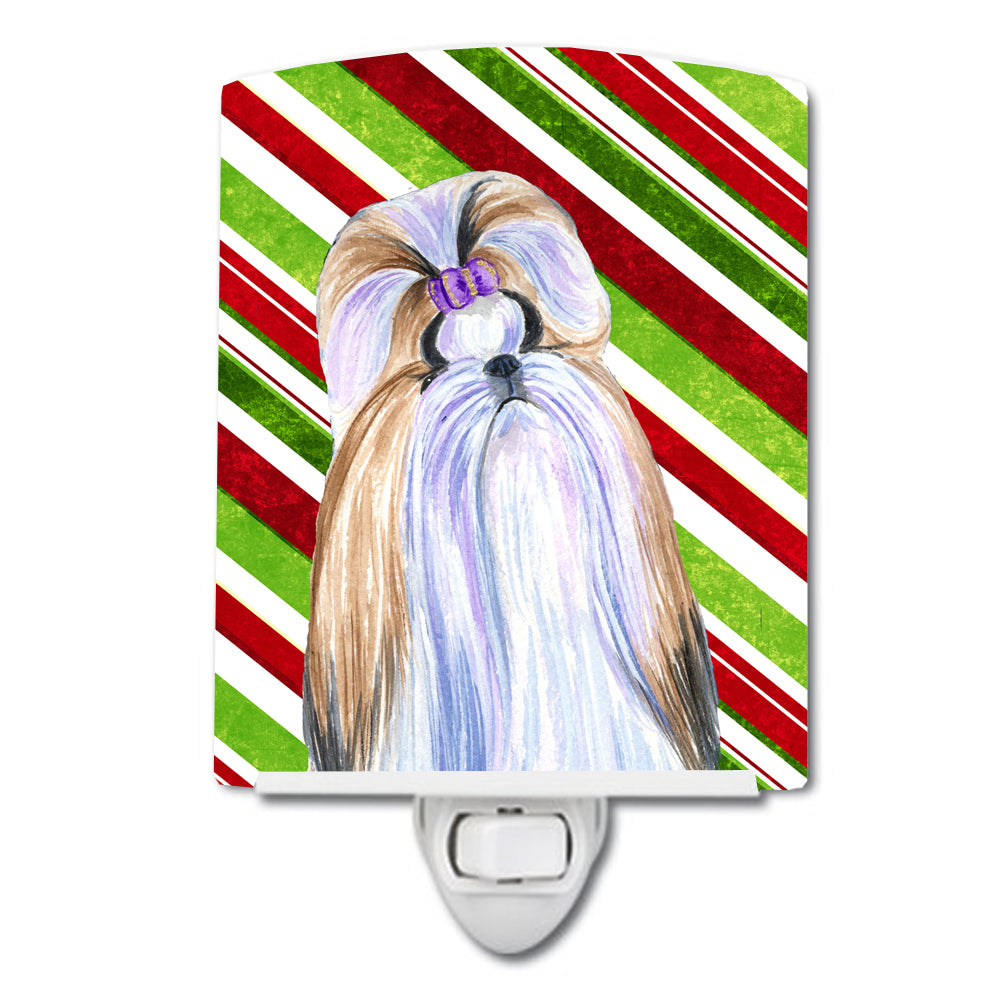 Shih Tzu Candy Cane Holiday Christmas Ceramic Night Light SS4534CNL - the-store.com