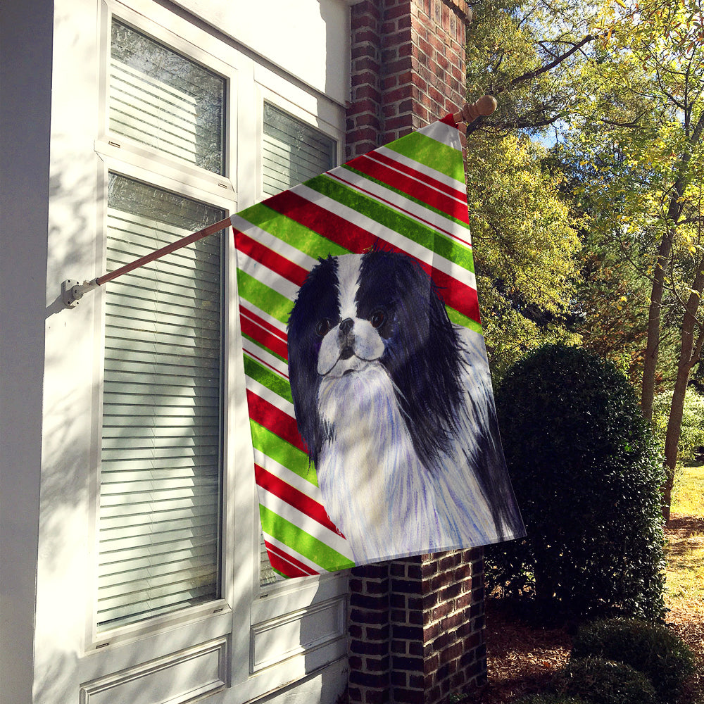 Japanese Chin Candy Cane Holiday Christmas Flag Canvas House Size  the-store.com.