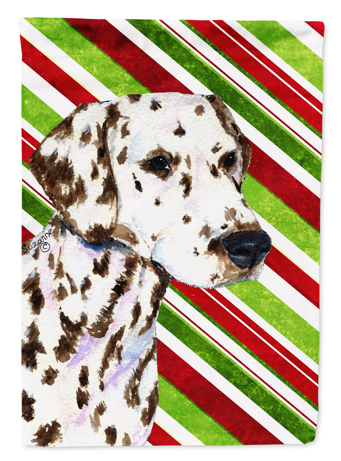 Dalmatian Candy Cane Holiday Christmas Flag Canvas House Size  the-store.com.