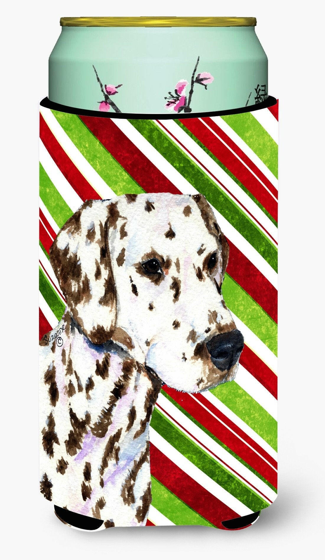 Dalmatian Candy Cane Holiday Christmas  Tall Boy Beverage Insulator Beverage Insulator Hugger by Caroline's Treasures