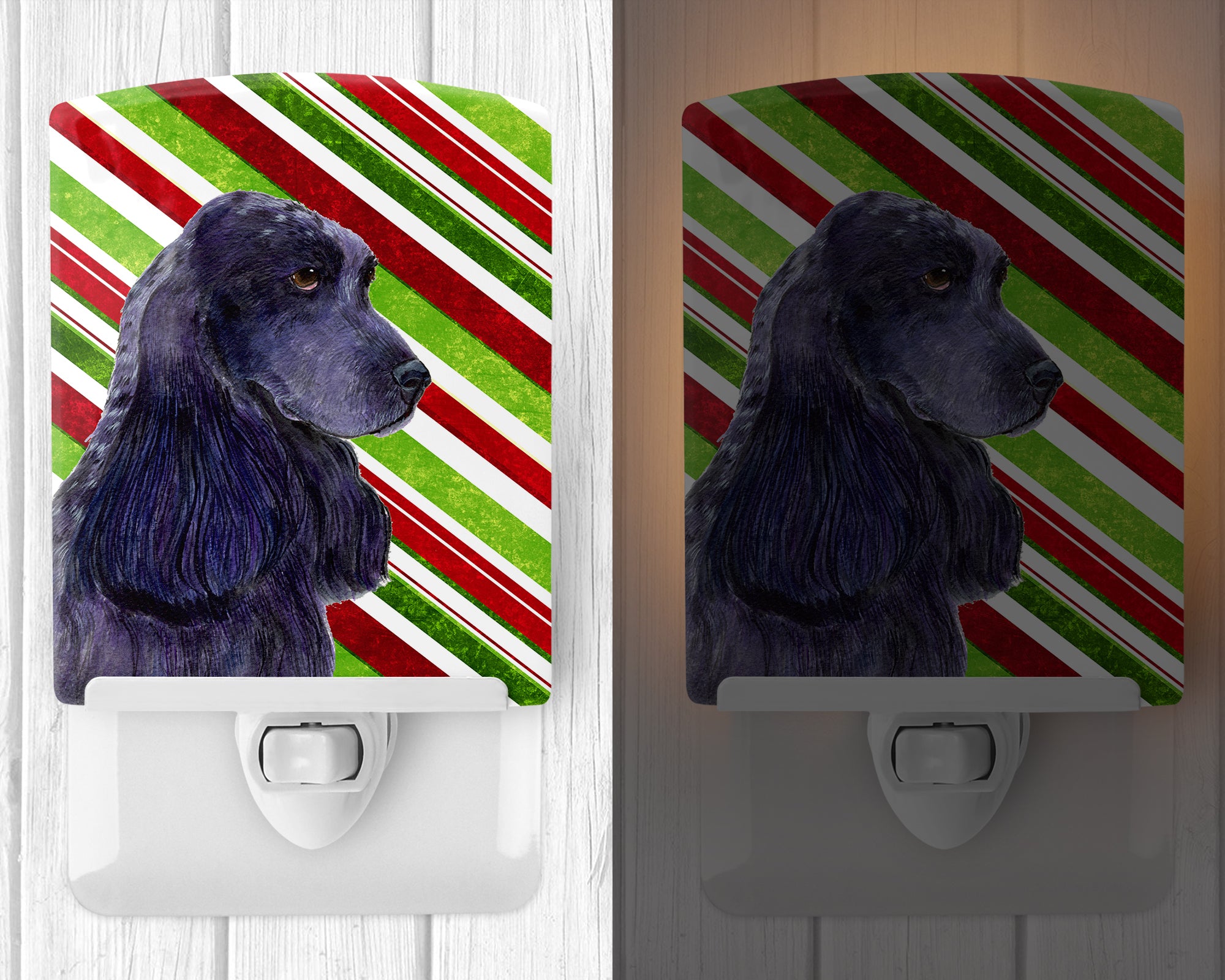 Cocker Spaniel Candy Cane Holiday Christmas Ceramic Night Light SS4540CNL - the-store.com