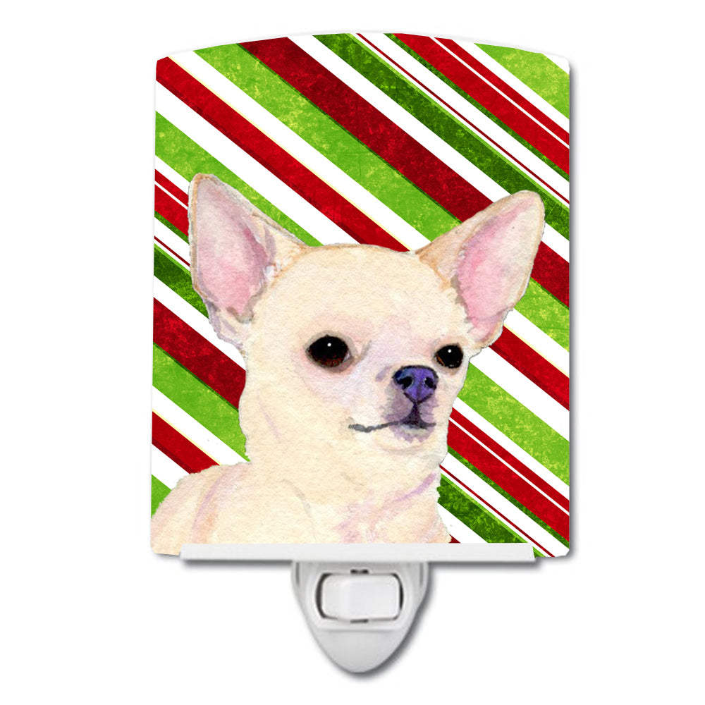 Chihuahua Candy Cane Holiday Christmas Ceramic Night Light SS4541CNL - the-store.com