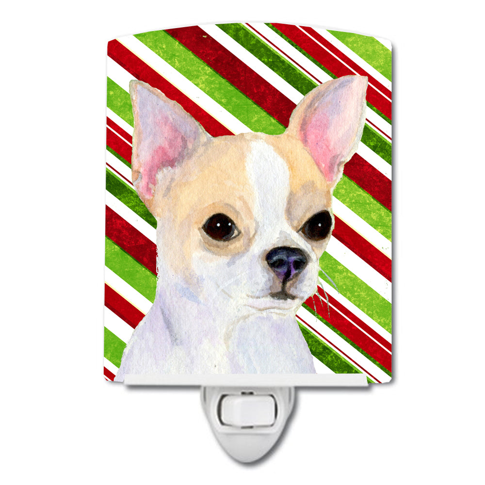 Chihuahua Candy Cane Holiday Christmas Ceramic Night Light SS4543CNL - the-store.com