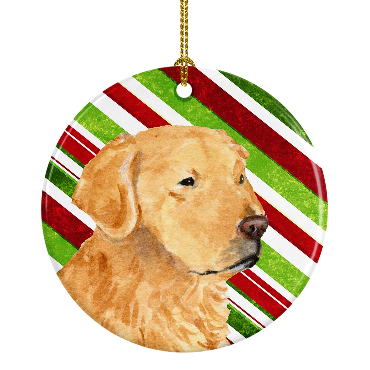 Golden Retriever Candy Cane Holiday Christmas Ceramic Ornament SS4545 - the-store.com