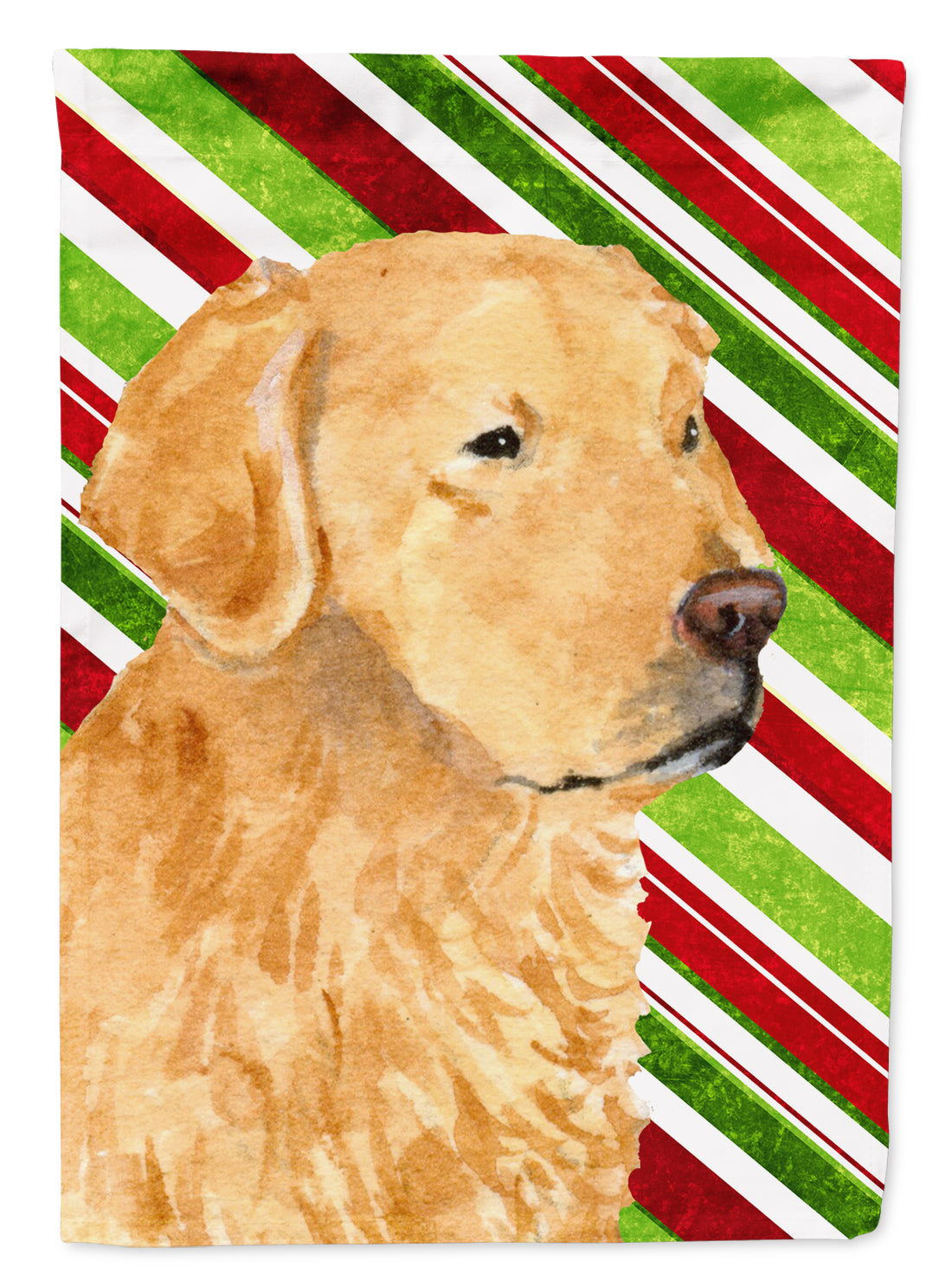 Golden Retriever Candy Cane Holiday Christmas Flag Canvas House Size  the-store.com.