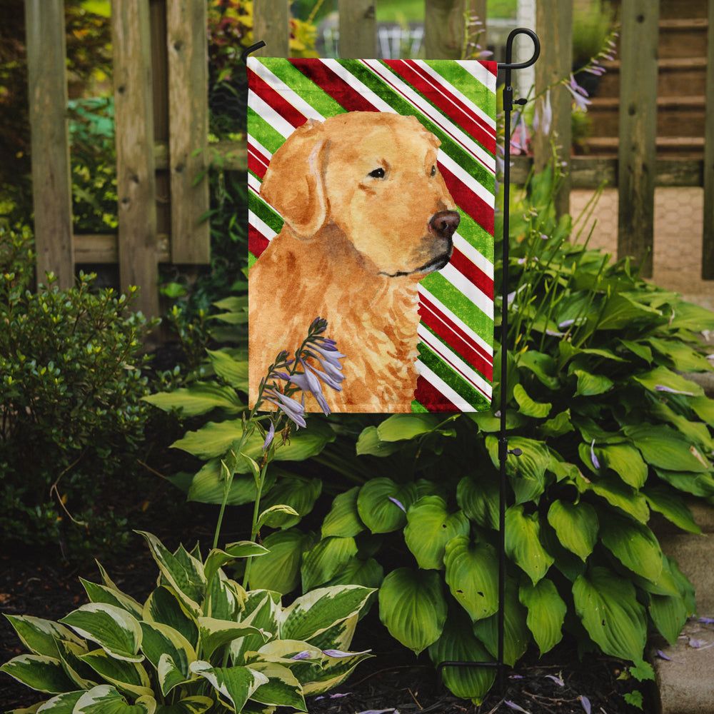 Golden Retriever Candy Cane Holiday Christmas Flag Garden Size.