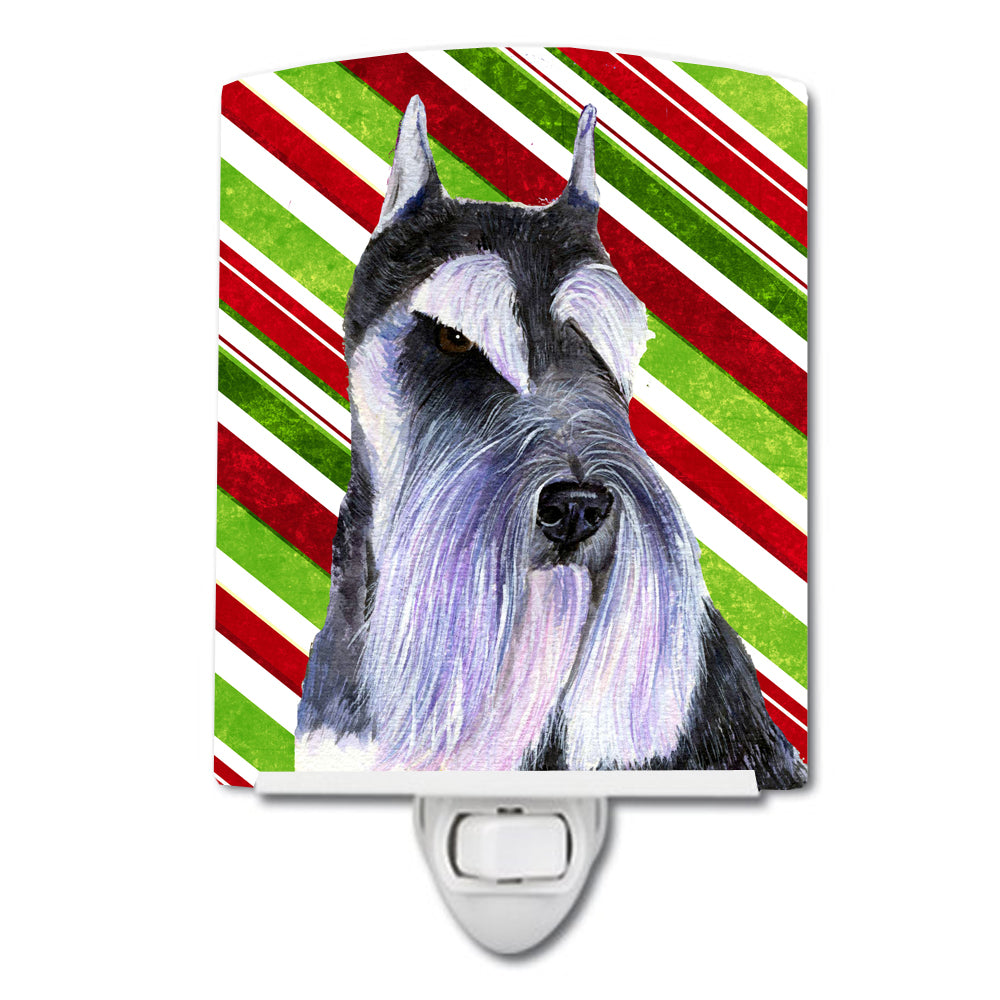 Schnauzer Candy Cane Holiday Christmas Ceramic Night Light SS4546CNL - the-store.com