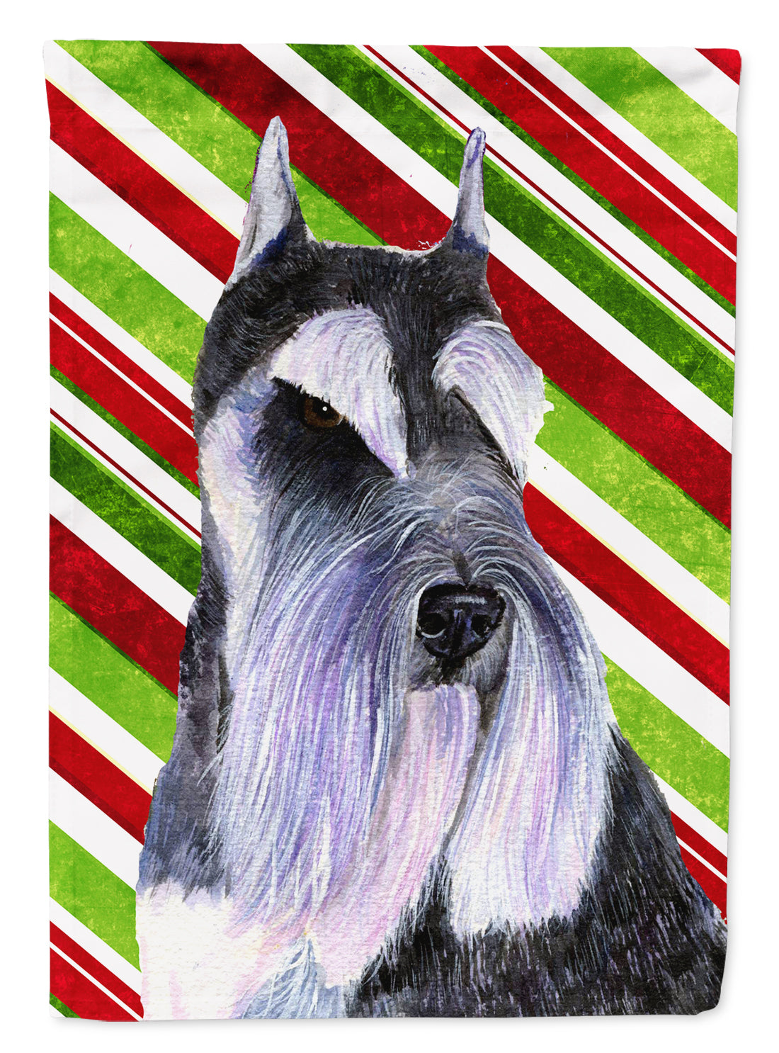 Schnauzer Candy Cane Holiday Christmas Flag Garden Size.