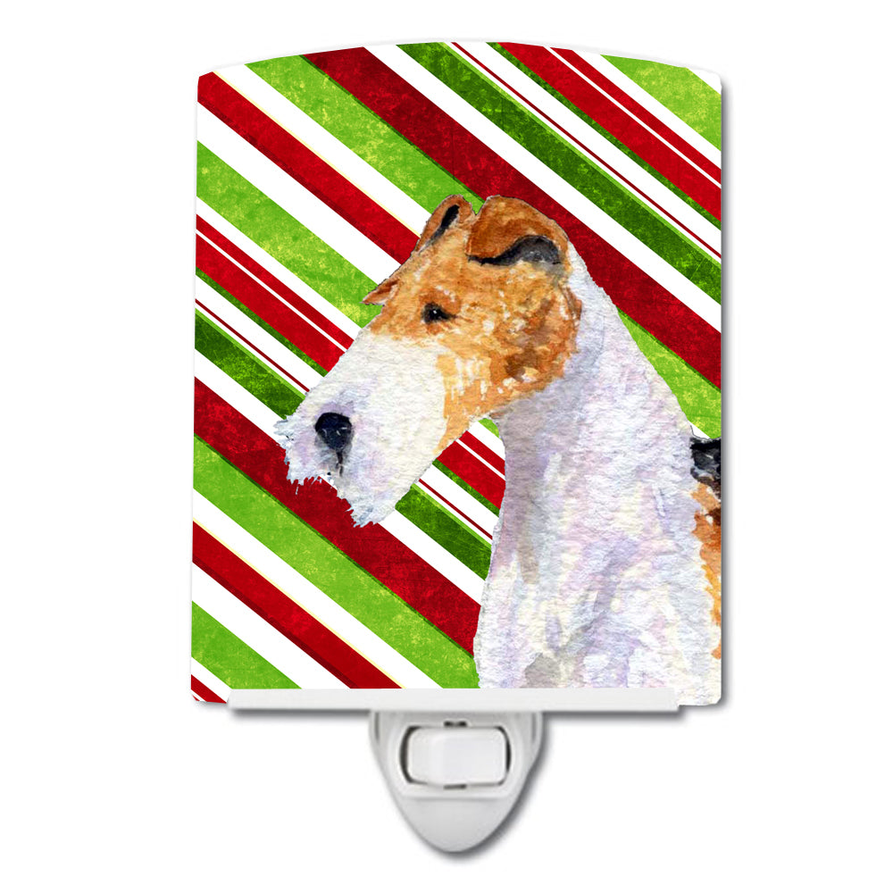 Fox Terrier Candy Cane Holiday Christmas Ceramic Night Light SS4547CNL - the-store.com