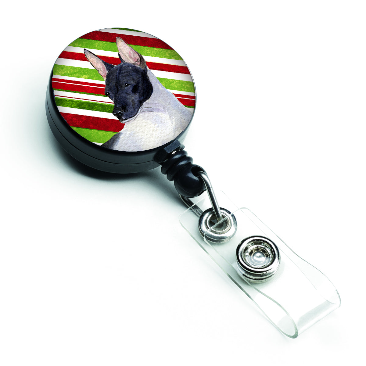 Rat Terrier Candy Cane Holiday Christmas Retractable Badge Reel SS4549BR  the-store.com.