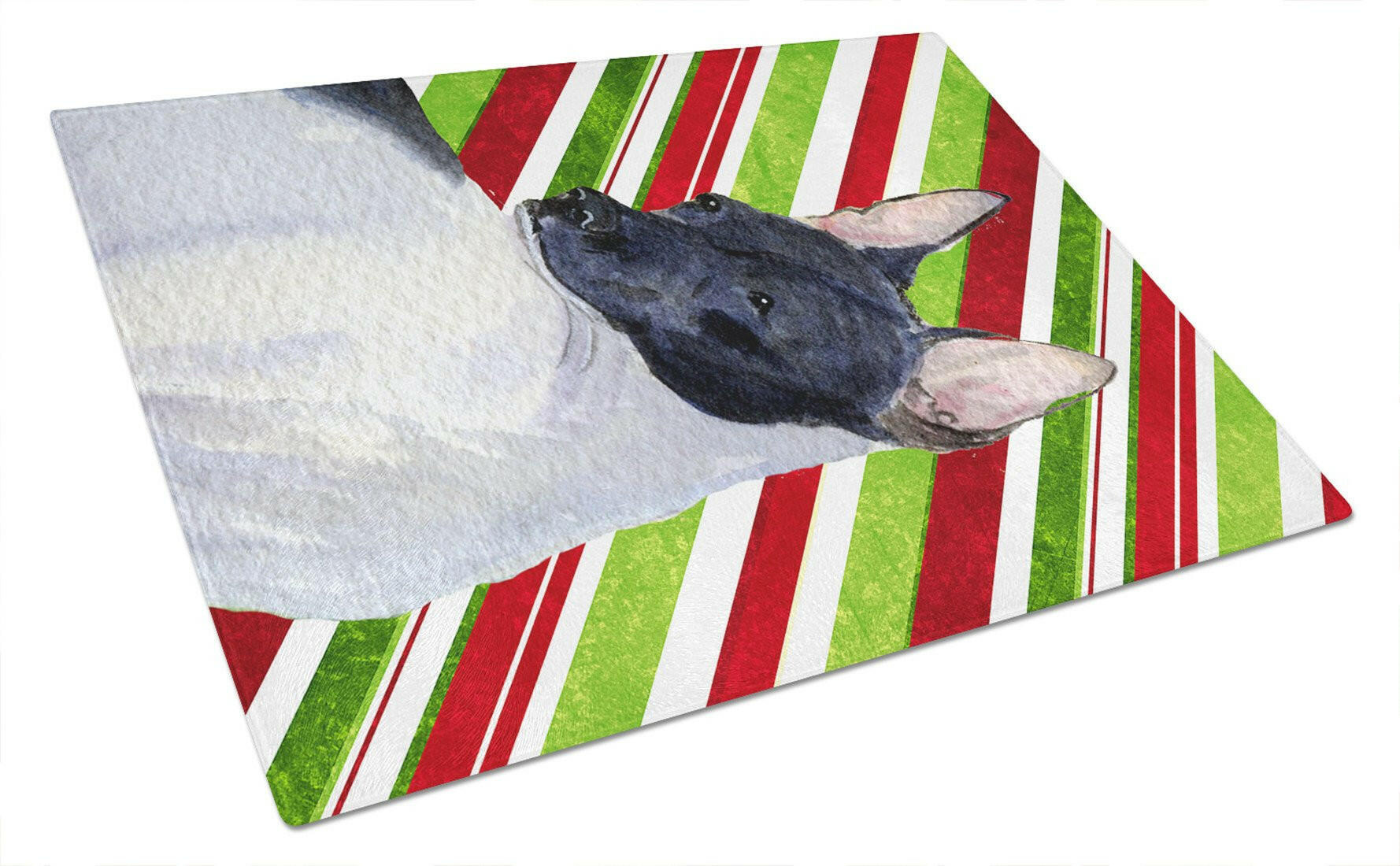 Rat Terrier Candy Cane Holiday Christmas Glass Cutting Board Large by Caroline's Treasures