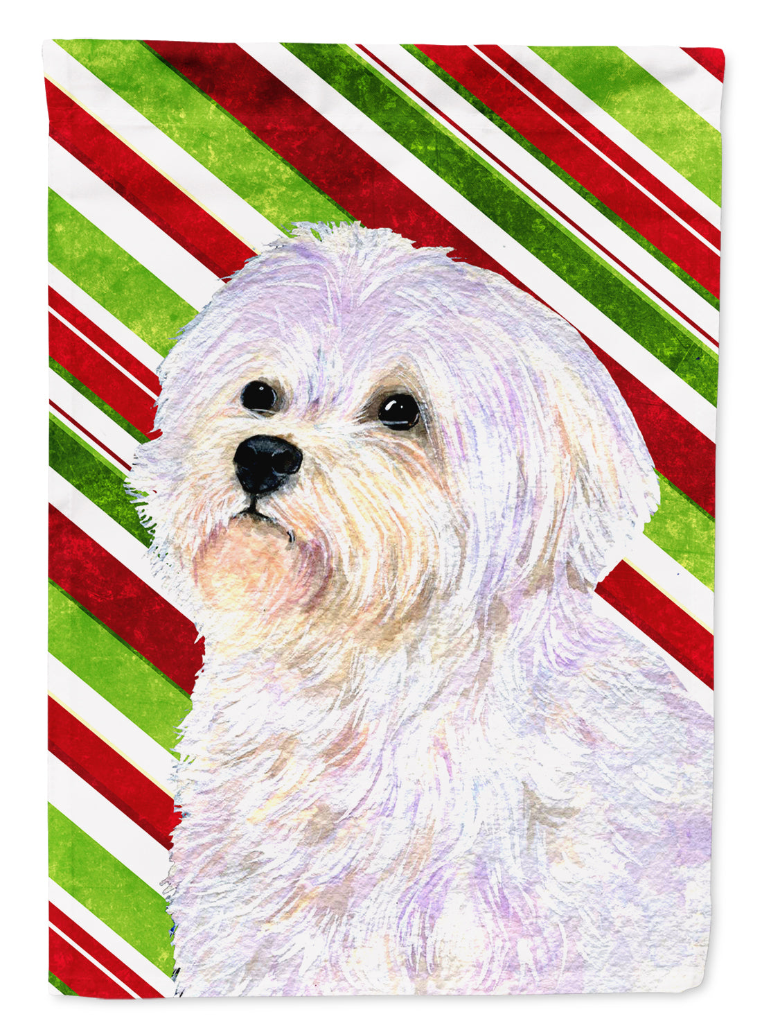 Maltese Candy Cane Holiday Christmas Flag Canvas House Size  the-store.com.