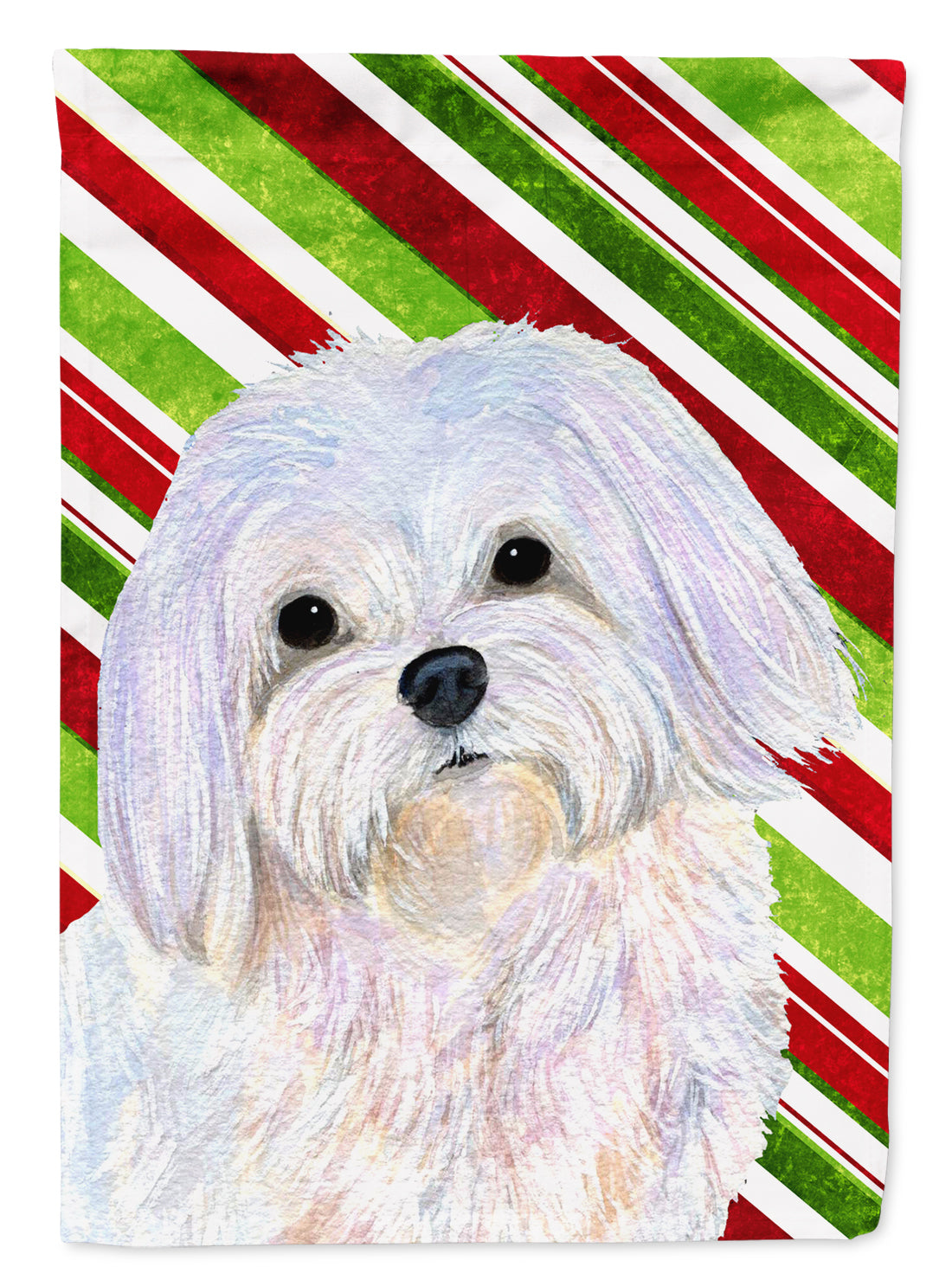 Maltese Candy Cane Holiday Christmas Flag Canvas House Size  the-store.com.