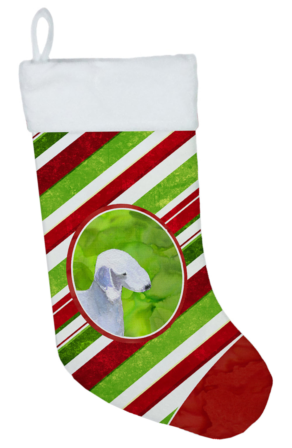 Bedlington Terrier Winter Snowflakes Christmas Stocking SS4552  the-store.com.