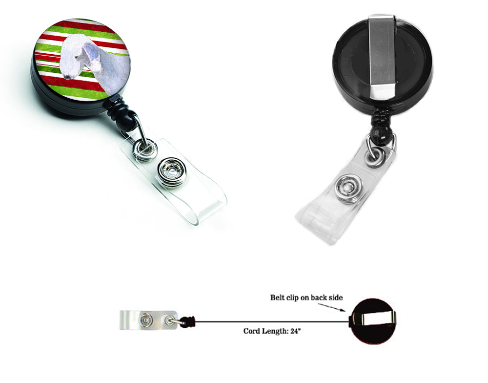 Bedlington Terrier Candy Cane Holiday Christmas Retractable Badge Reel SS4552BR  the-store.com.