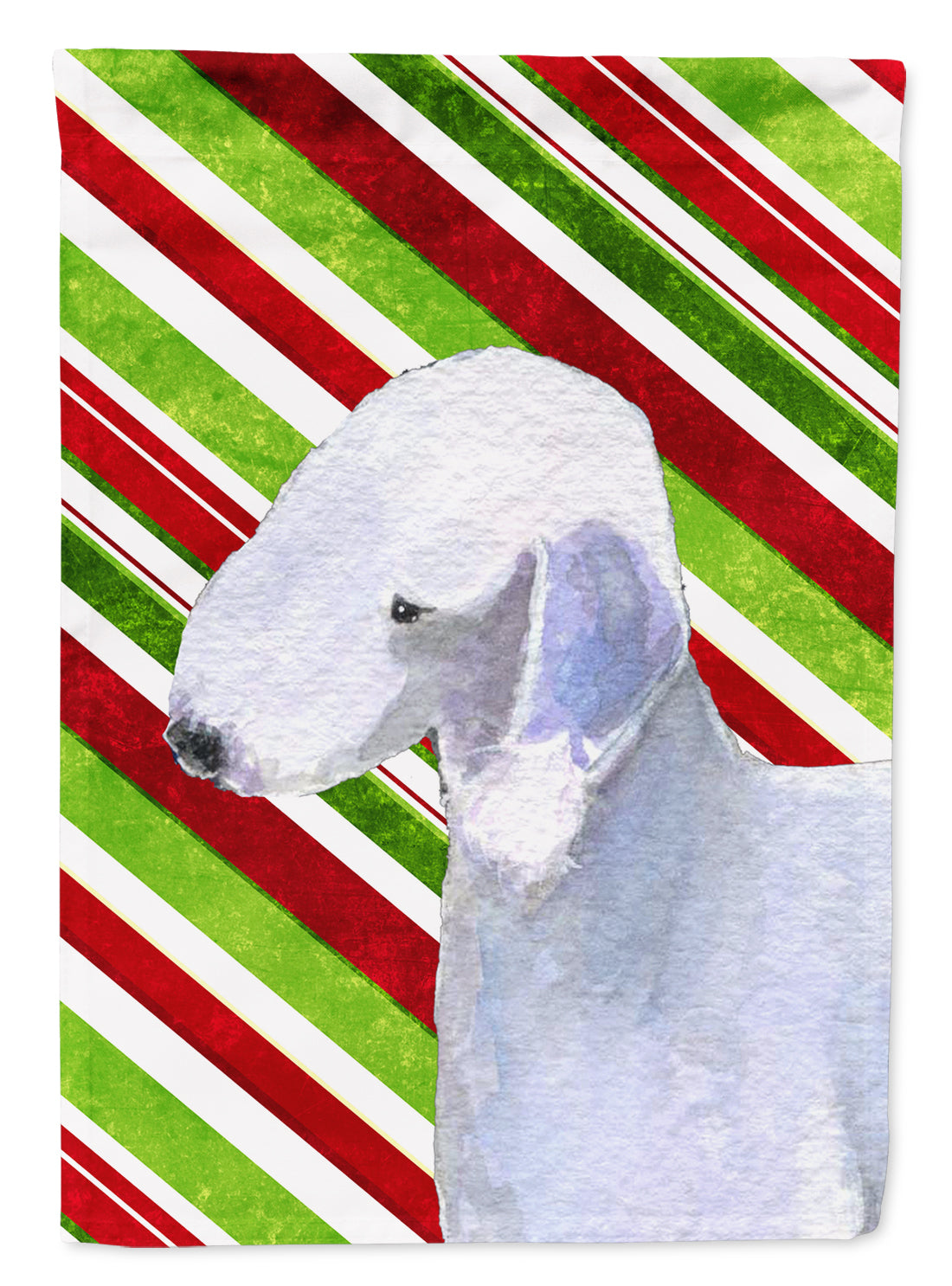 Bedlington Terrier Candy Cane Holiday Christmas Flag Canvas House Size  the-store.com.