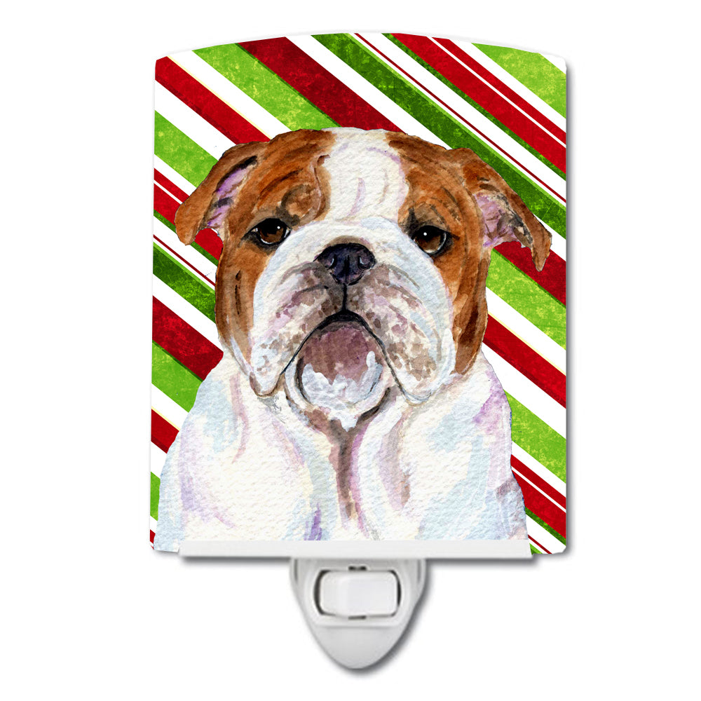 Bulldog English Candy Cane Holiday Christmas Ceramic Night Light SS4553CNL - the-store.com