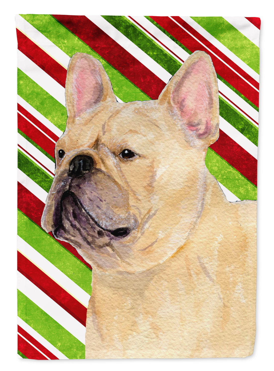 French Bulldog Candy Cane Holiday Christmas Flag Garden Size.