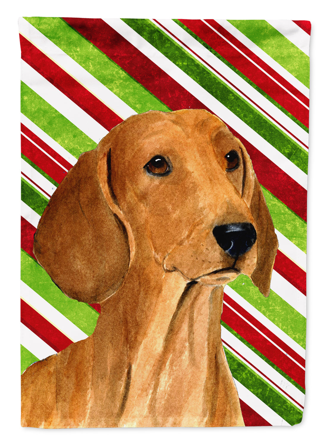 Dachshund Candy Cane Holiday Christmas Flag Canvas House Size  the-store.com.