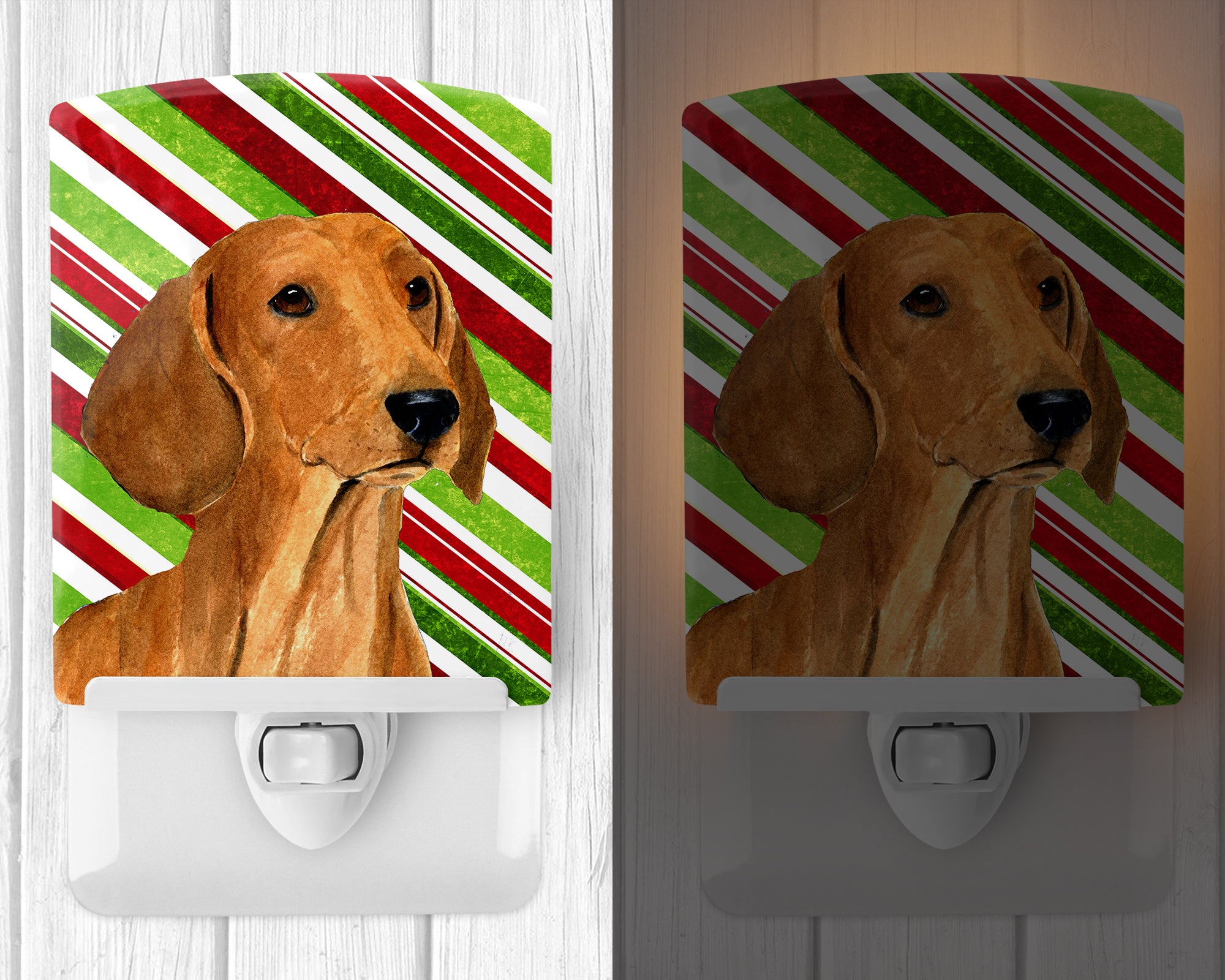 Dachshund Candy Cane Holiday Christmas Ceramic Night Light SS4556CNL - the-store.com