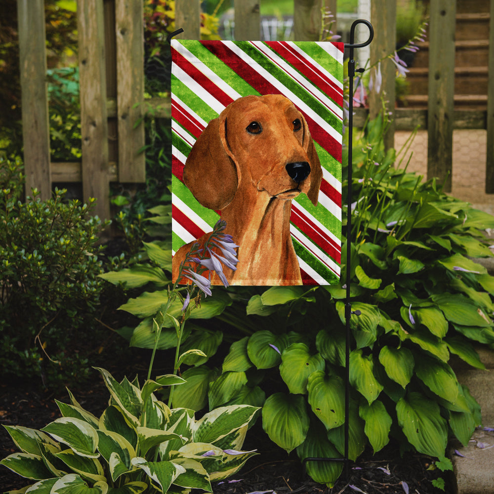 Dachshund Candy Cane Holiday Christmas Flag Garden Size.