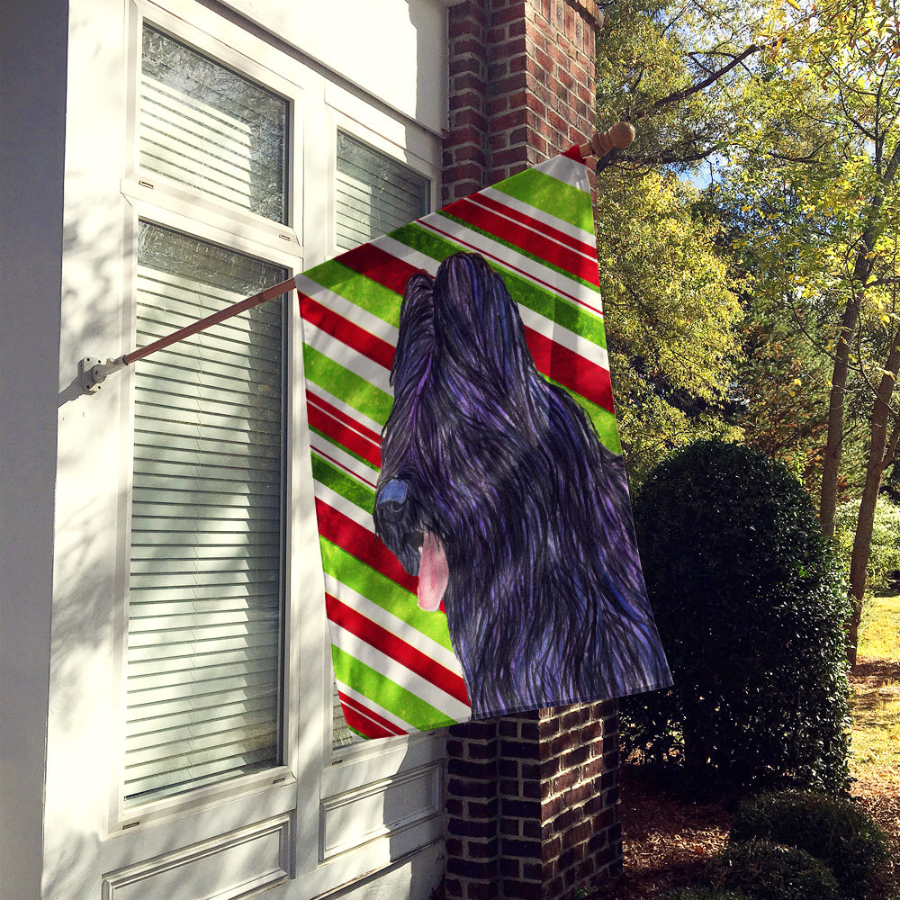 Briard Candy Cane Holiday Christmas Flag Canvas House Size  the-store.com.