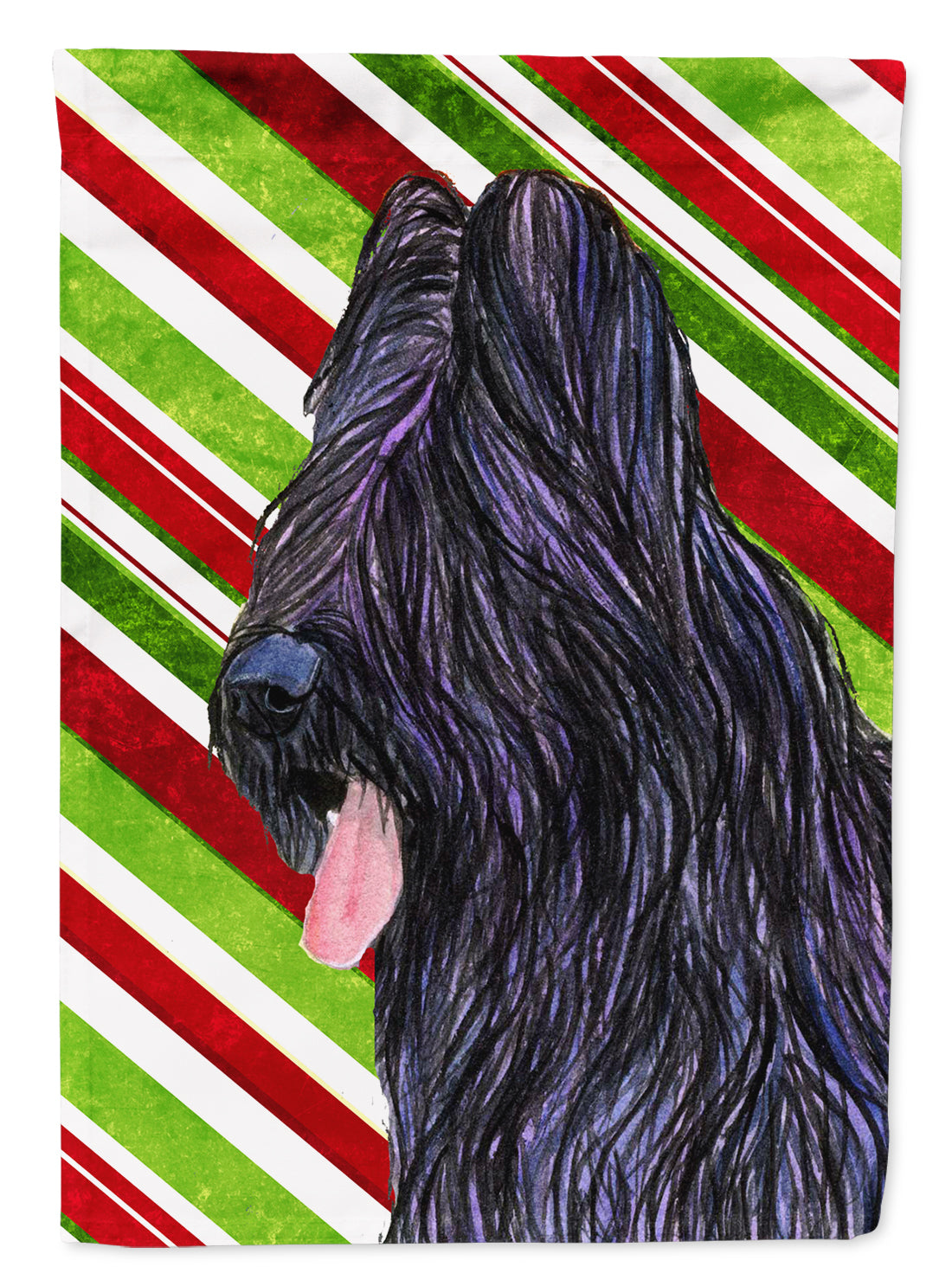 Briard Candy Cane Holiday Christmas Flag Canvas House Size  the-store.com.