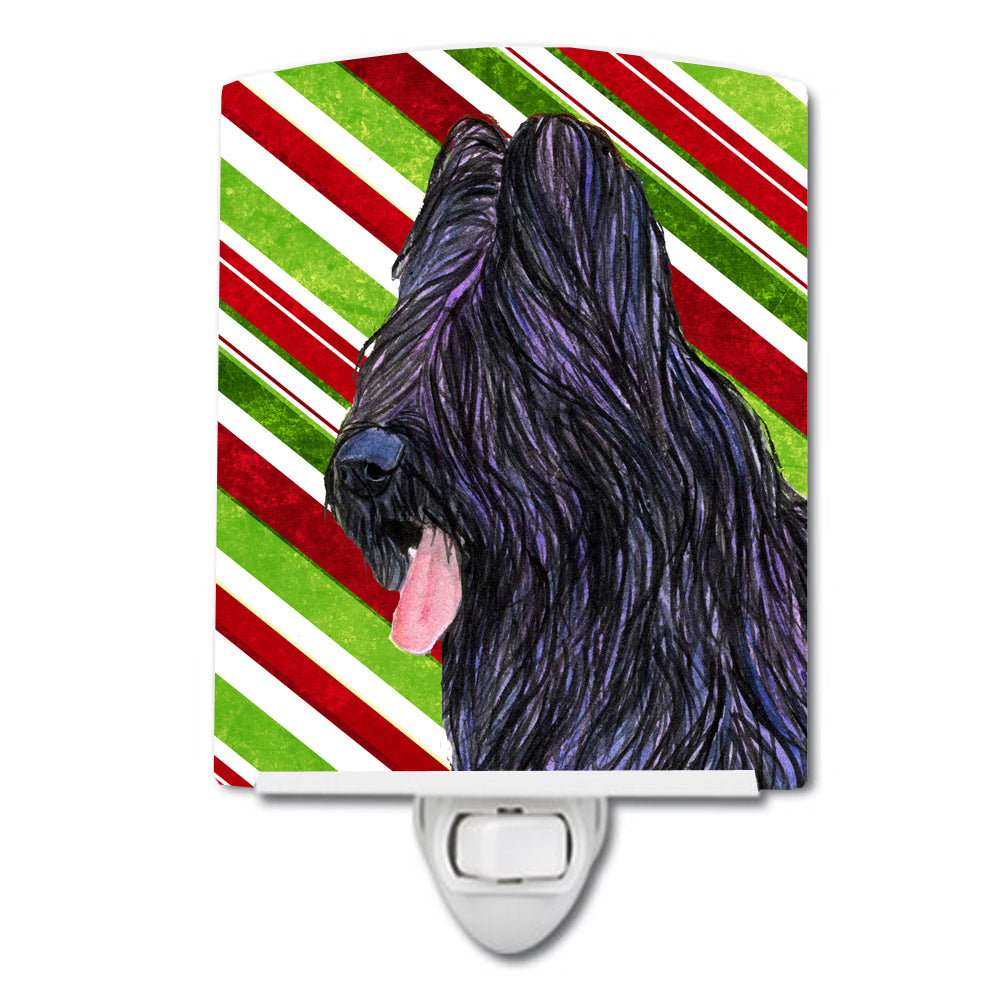 Briard Candy Cane Holiday Christmas Ceramic Night Light SS4558CNL - the-store.com