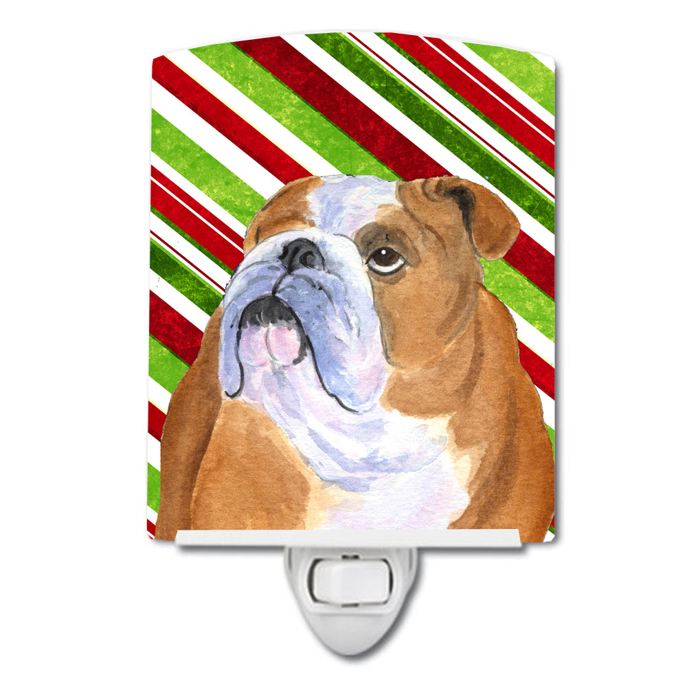 Bulldog English Candy Cane Holiday Christmas Ceramic Night Light SS4560CNL - the-store.com