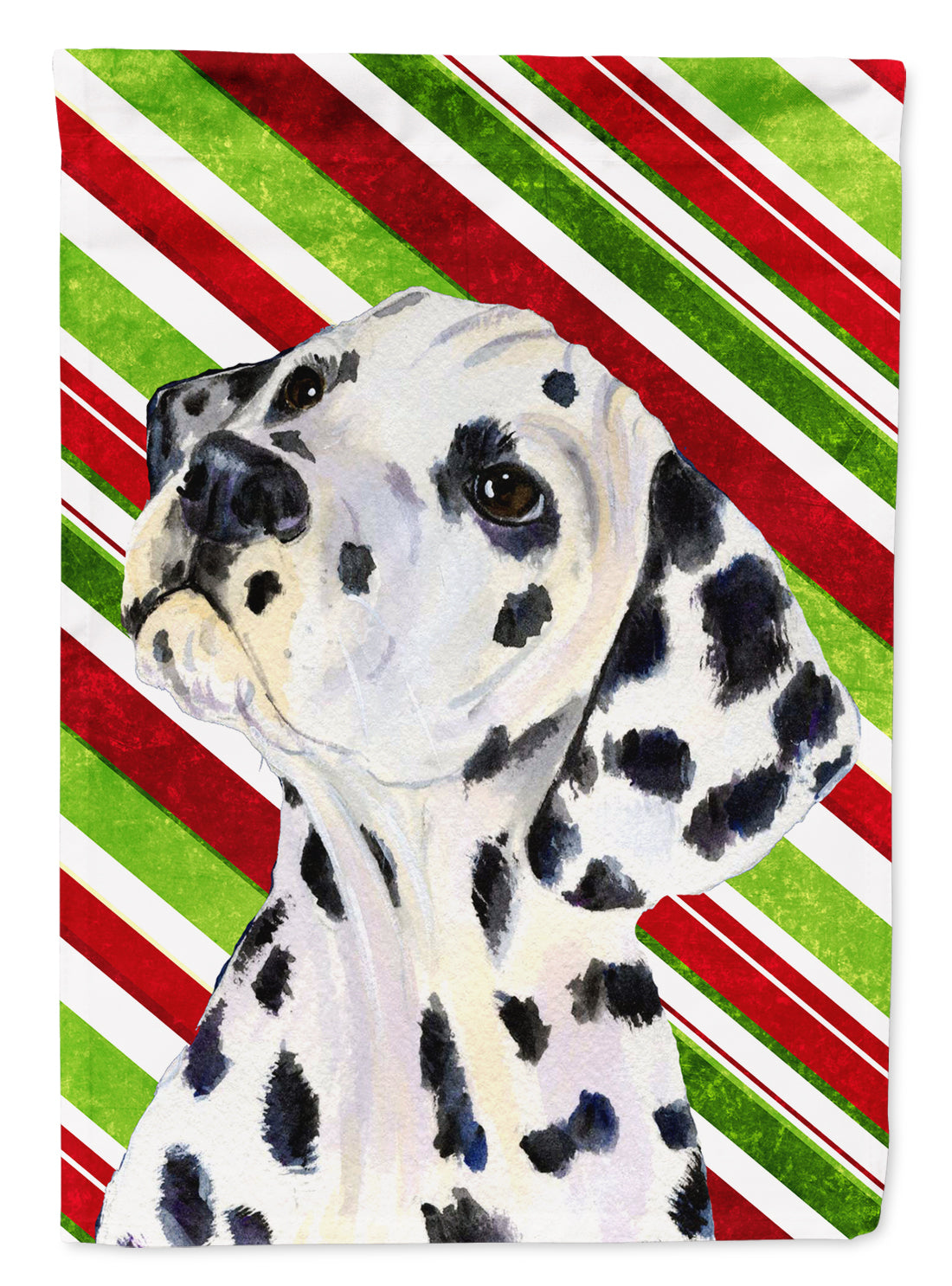 Dalmatian Candy Cane Holiday Christmas Flag Canvas House Size  the-store.com.