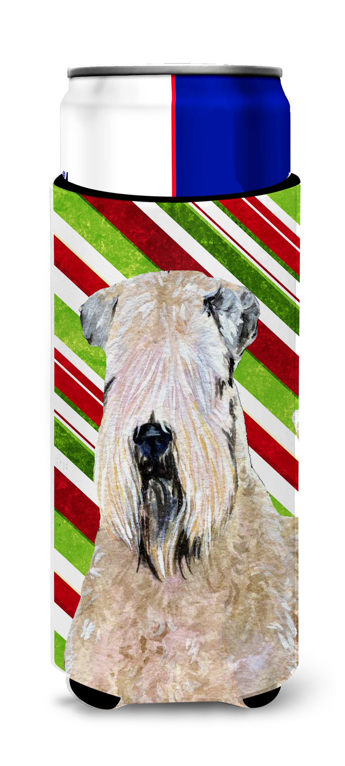 Wheaten Terrier Soft Coated Candy Cane Holiday Christmas Ultra Beverage Insulators for slim cans SS4562MUK.