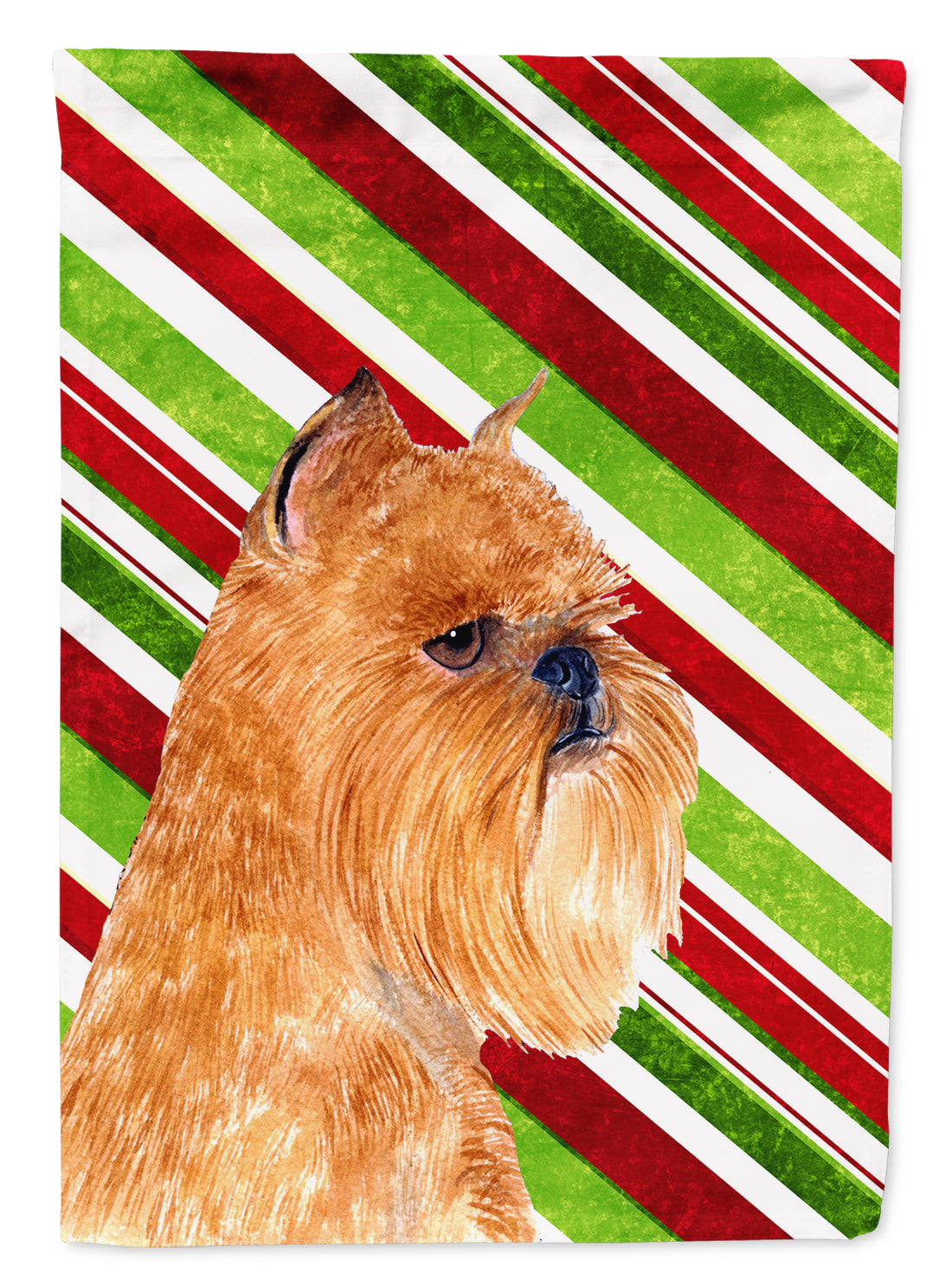 Brussels Griffon Candy Cane Holiday Christmas Flag Garden Size.