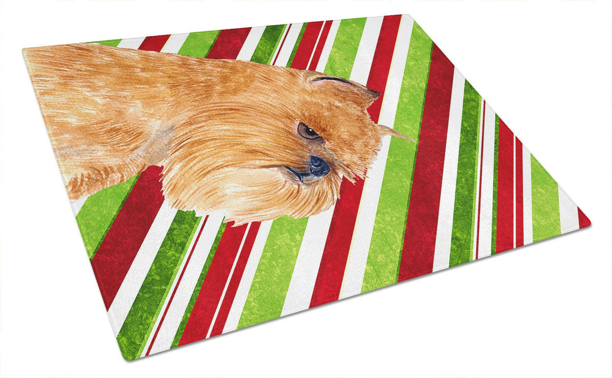 Brussels Griffon Candy Cane Holiday Christmas Glass Cutting Board Large by Caroline&#39;s Treasures