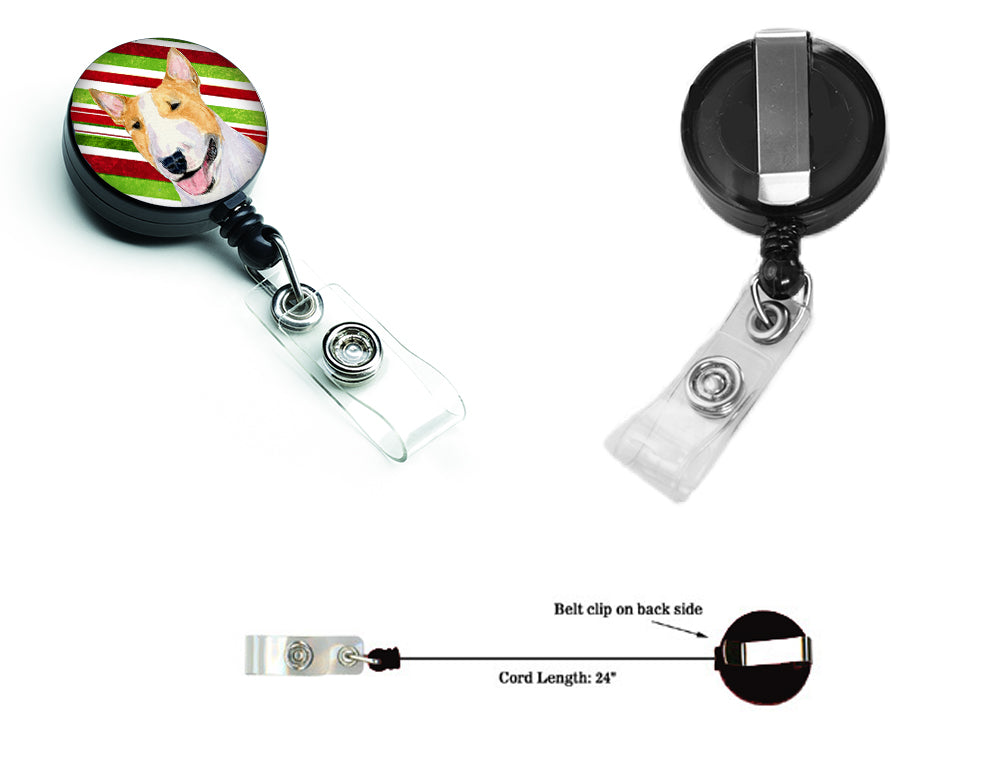 Bull Terrier Candy Cane Holiday Christmas Retractable Badge Reel SS4565BR  the-store.com.