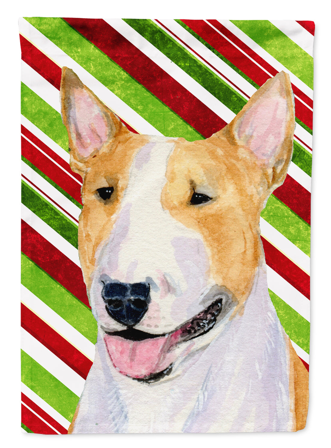 Bull Terrier Candy Cane Holiday Christmas Flag Canvas House Size  the-store.com.