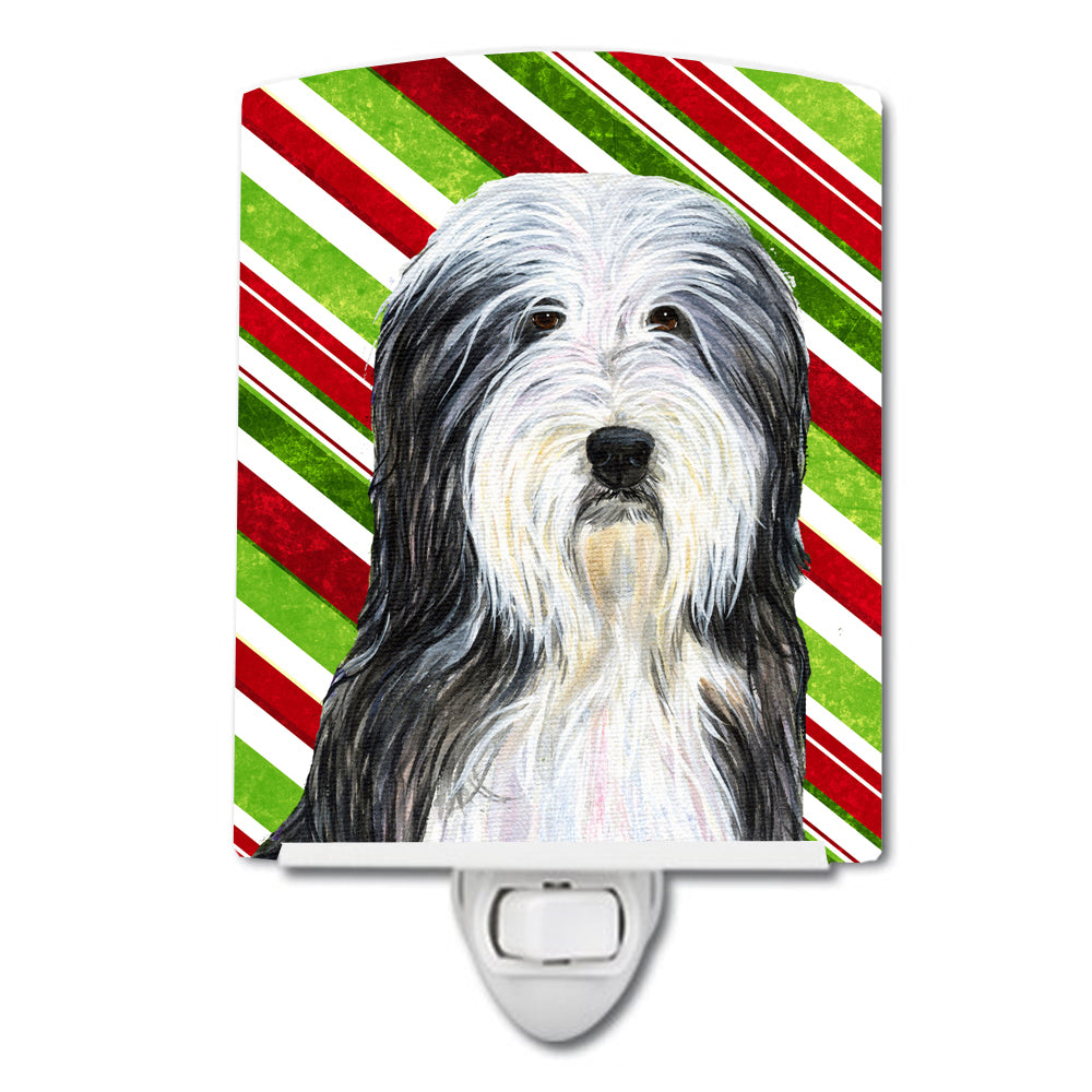 Bearded Collie Candy Cane Holiday Christmas Ceramic Night Light SS4566CNL - the-store.com