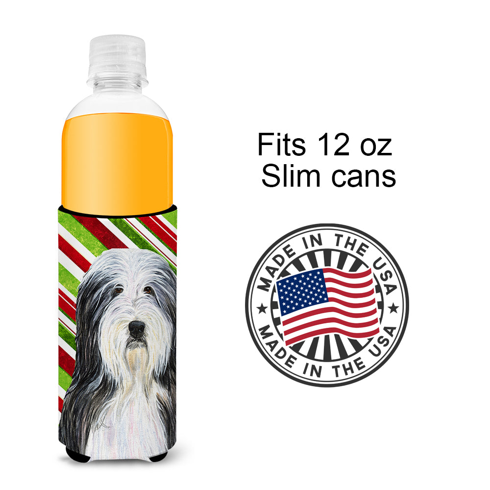 Bearded Collie Candy Cane Holiday Christmas Ultra Beverage Insulators for slim cans SS4566MUK.